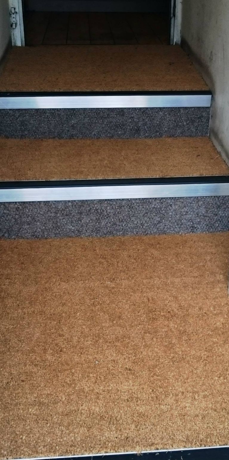 Coir Entrance Matting Fitted on Stairs for a Pub in Treforest 