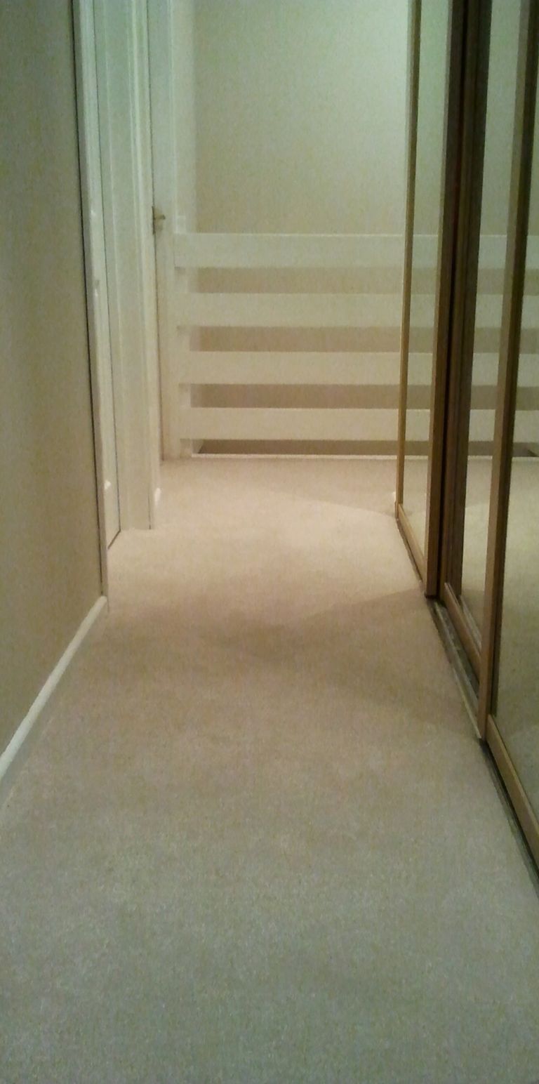 Cream Cut Pile Carpet Fitted on a Landing, Caerphilly