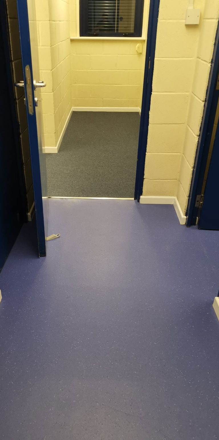 Polyflor Safety Flooring Fitted in Toilets and Corridors, Tonypandy