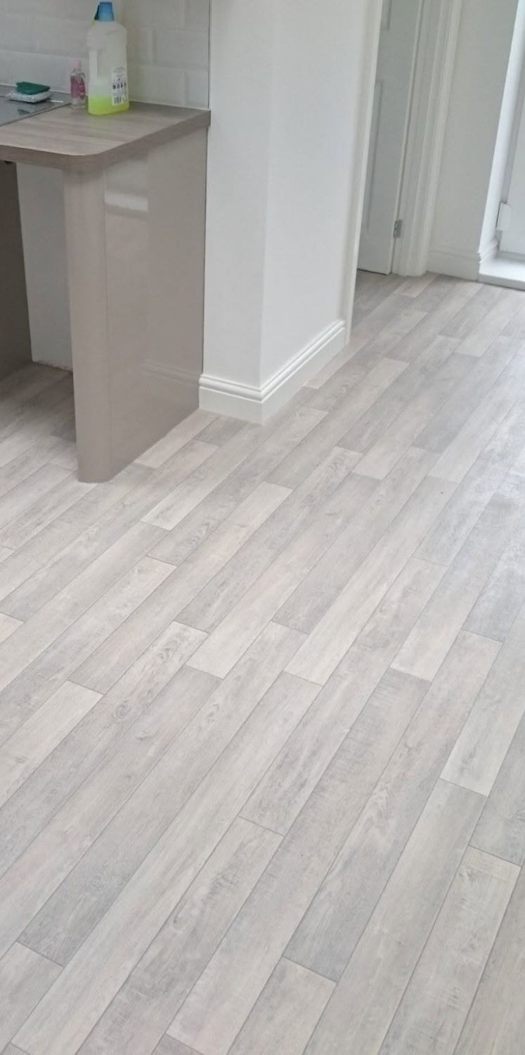 Grey Effect Vinyl Fitted in a Kitchen, Porth